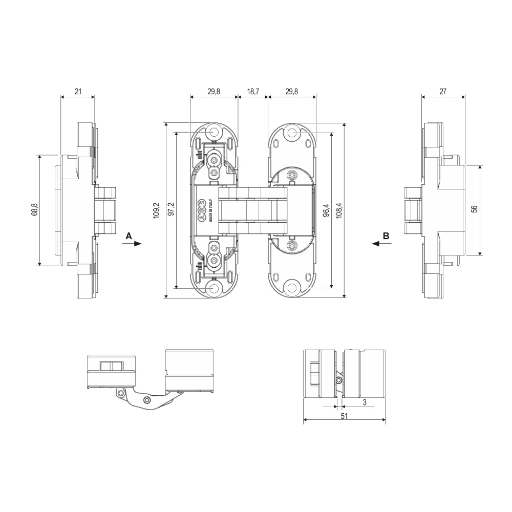 Фото E30200.85.06 (никель) петля ECLIPSE 2.2 (4 накладки в комплекте)
