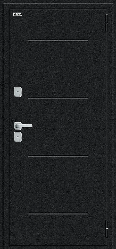 Входная дверь Thermo Лайн/BChrome Букле черное/Wenge Melinga BR6212 внешняя сторона