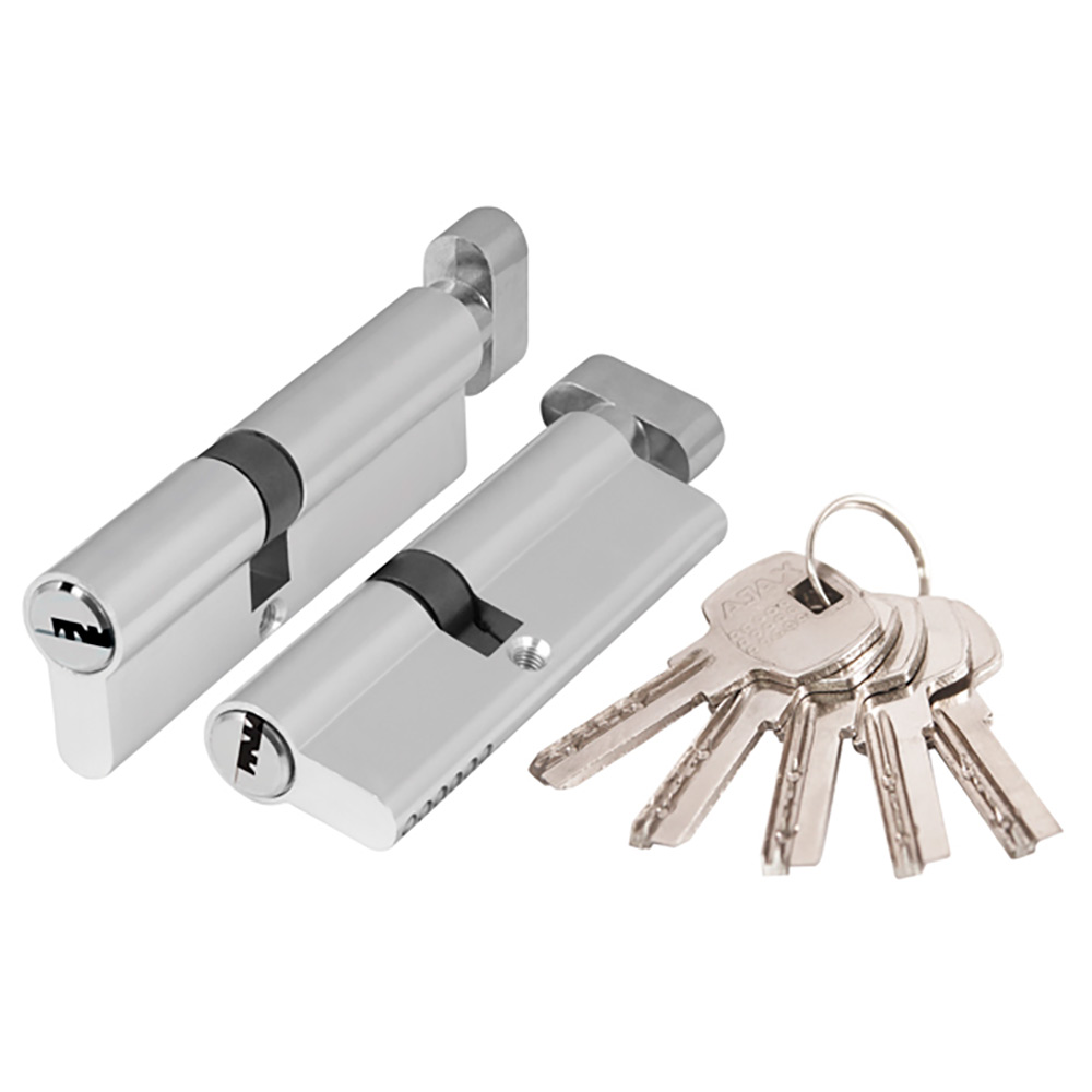 Фото Цилиндровый механизм (AX202/80) AX2002Knob80 (30+10+40) CP хром с вертушкой