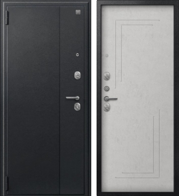 Дверь A-06 черный сатин - бетон светлый